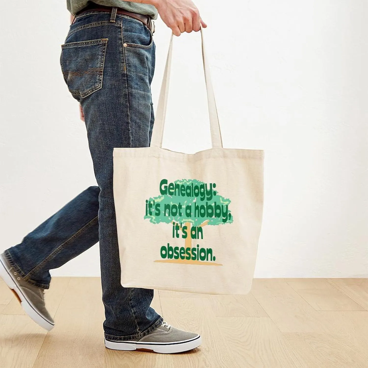 CafePress Genealogy Obsession Tote Bag Natural Canvas Tote Bag, Reusable Shopping Bag