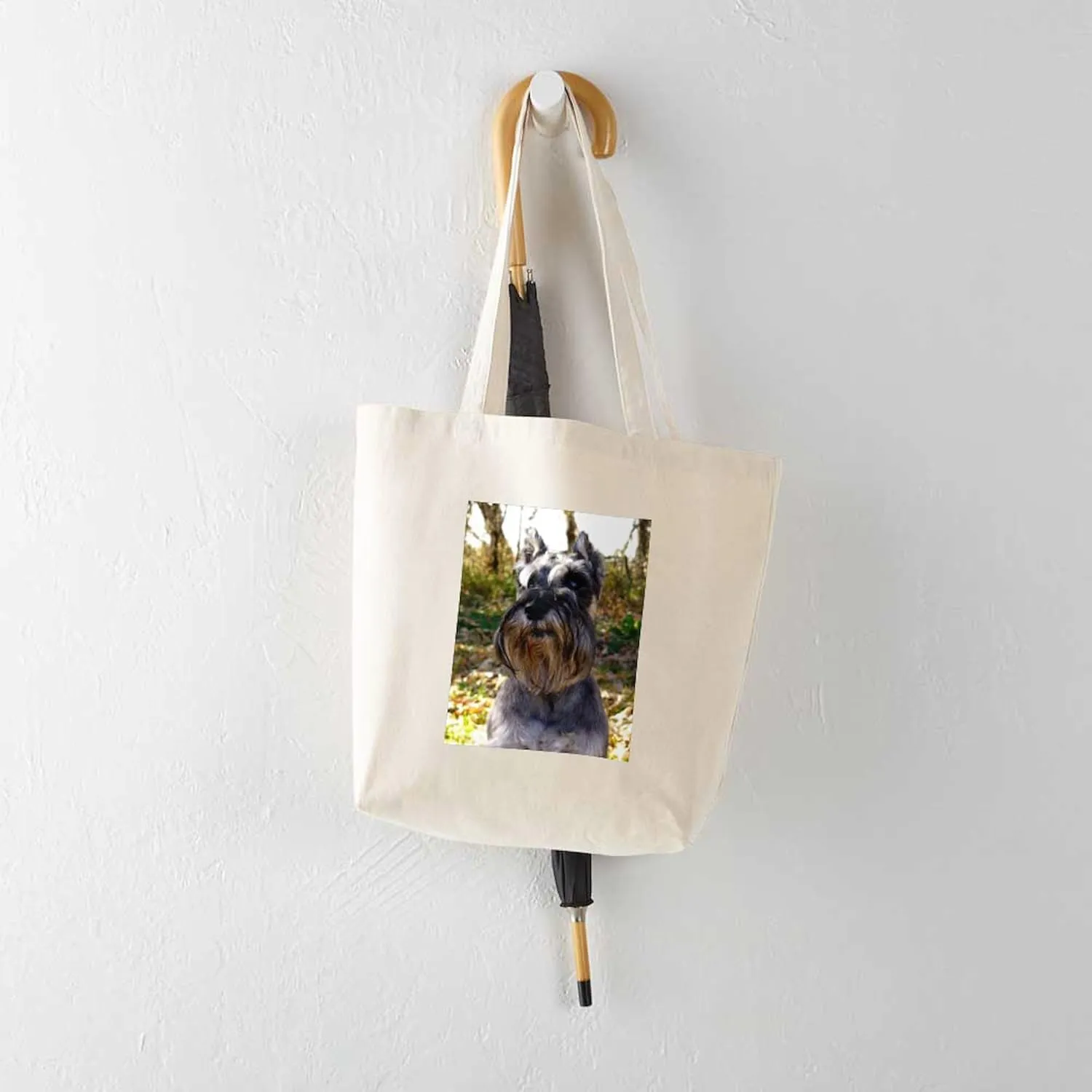 CafePress Schnauzer Portrait Tote Bag Reusable Natural Beige Canvas Shopping Bag