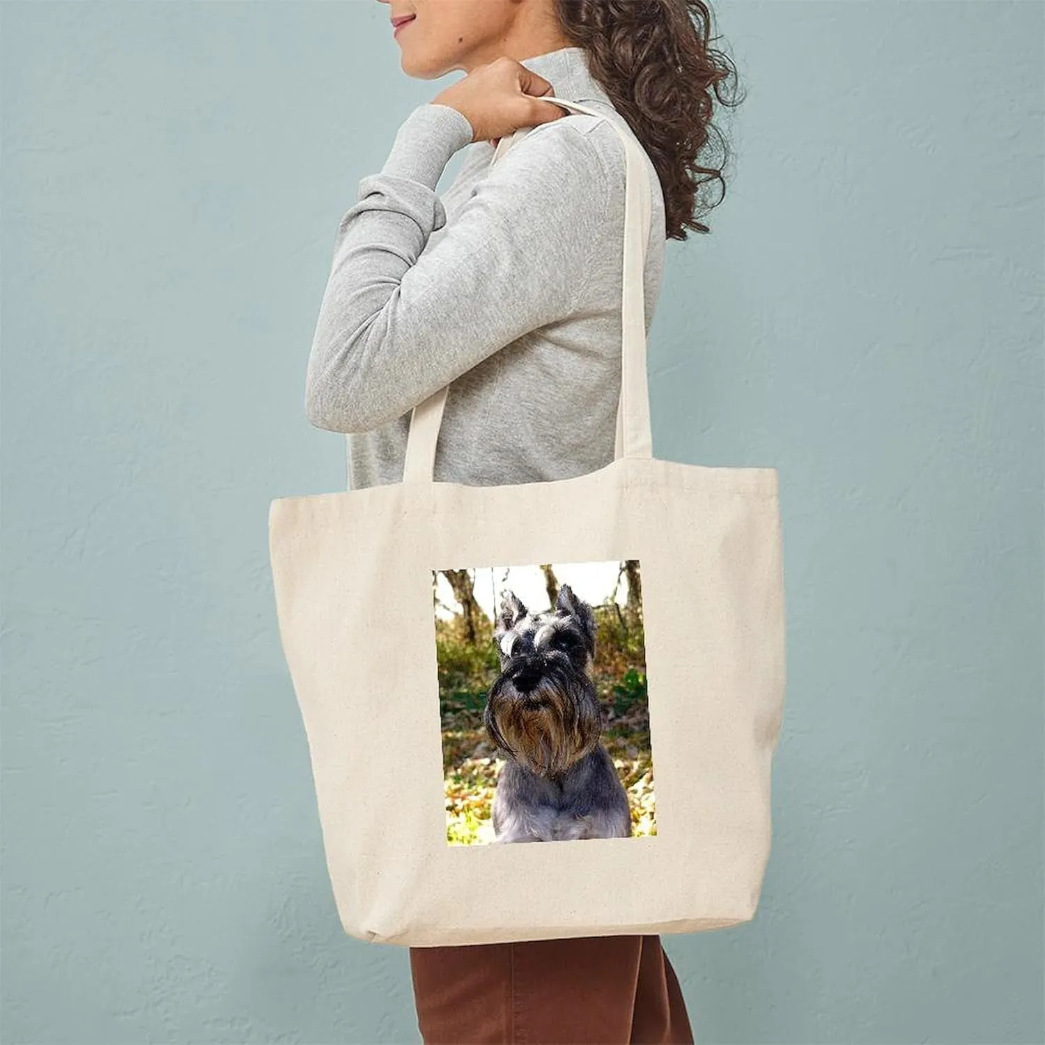 CafePress Schnauzer Portrait Tote Bag Reusable Natural Beige Canvas Shopping Bag