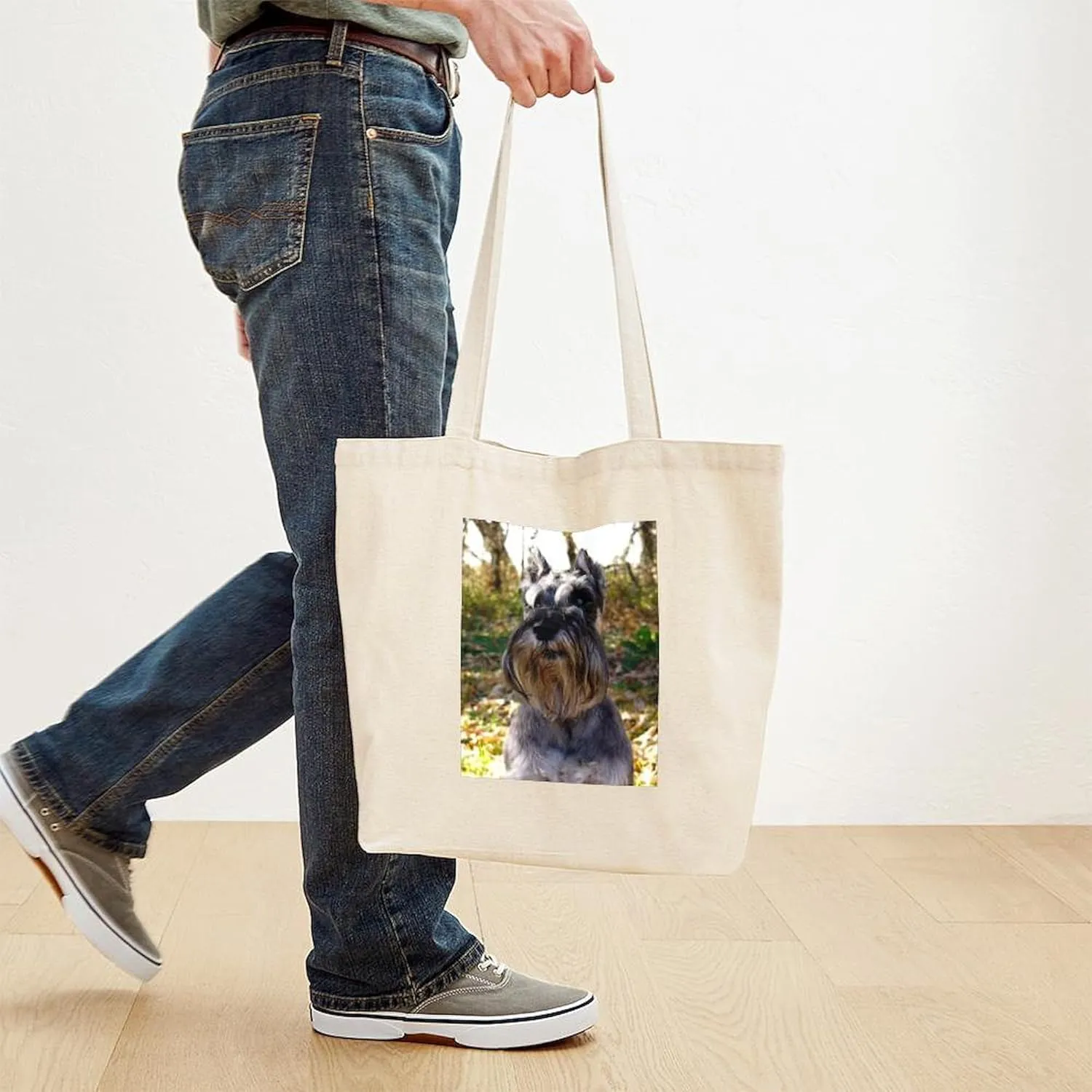 CafePress Schnauzer Portrait Tote Bag Reusable Natural Beige Canvas Shopping Bag