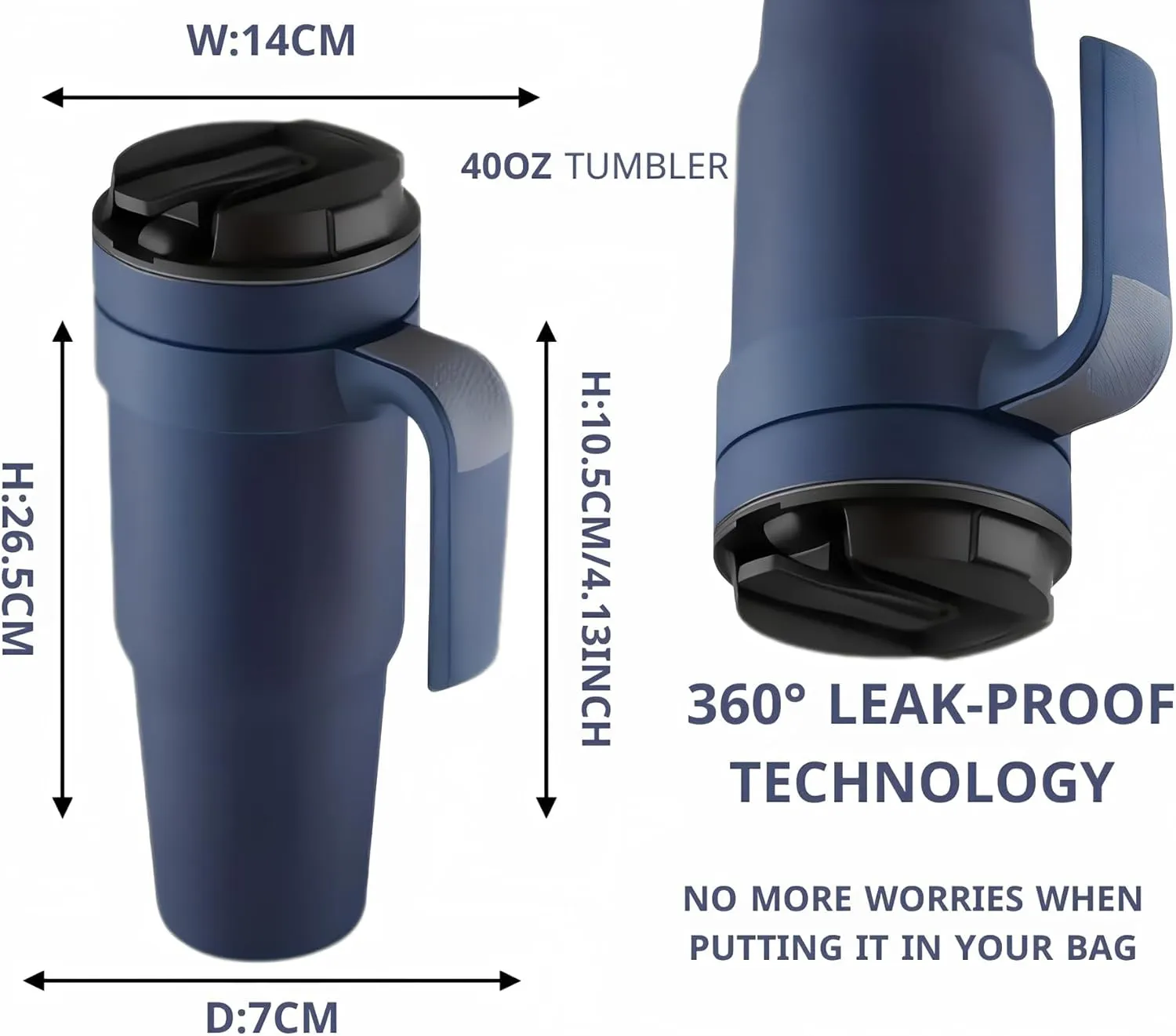 Cafeteria Coffee Mug with Handle for Hot and Cold Drinks, Travel Mug (auter space blue), 40 OZ, FC094