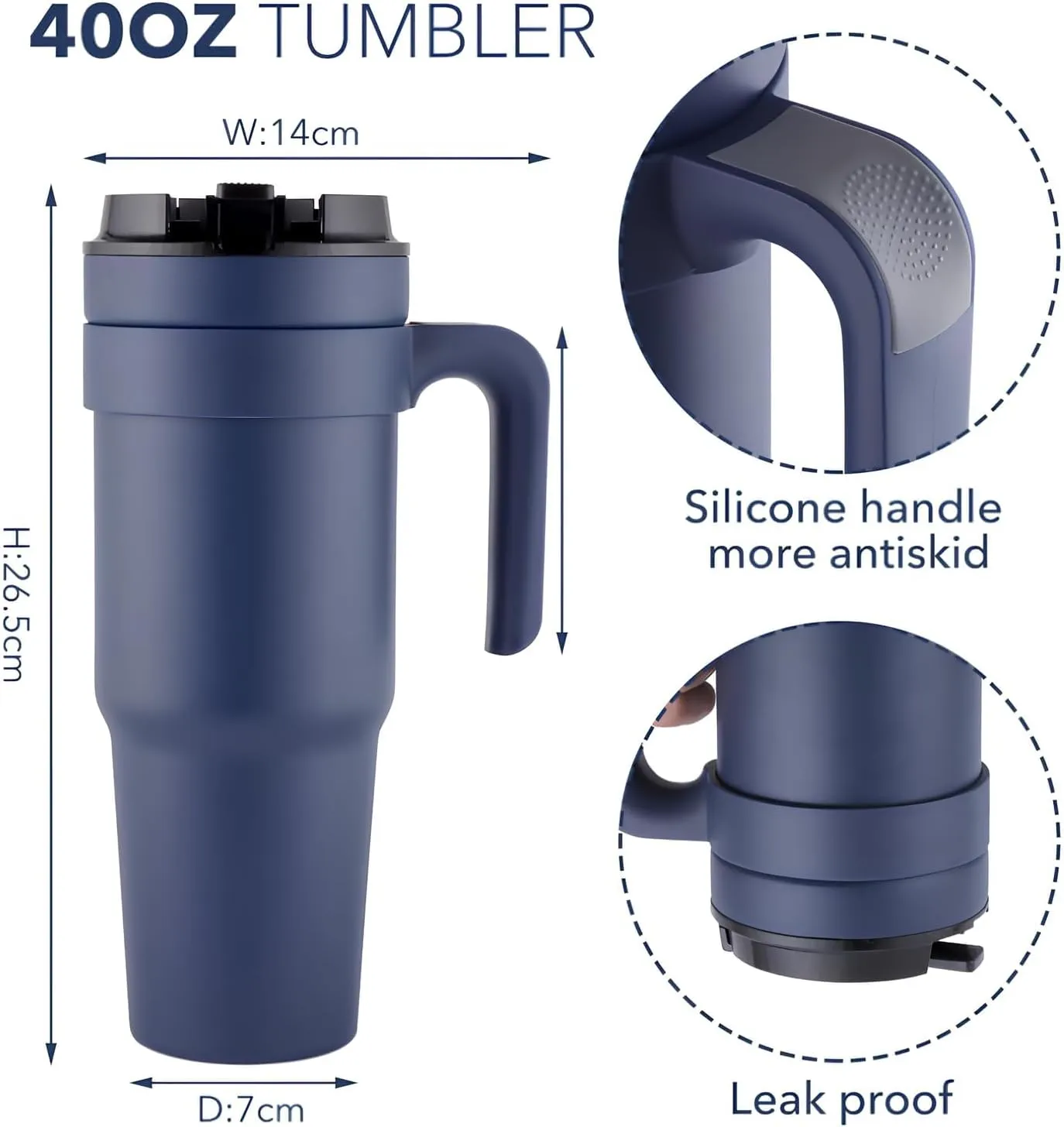 Cafeteria Coffee Mug with Handle for Hot and Cold Drinks, Travel Mug (auter space blue), 40 OZ, FC094