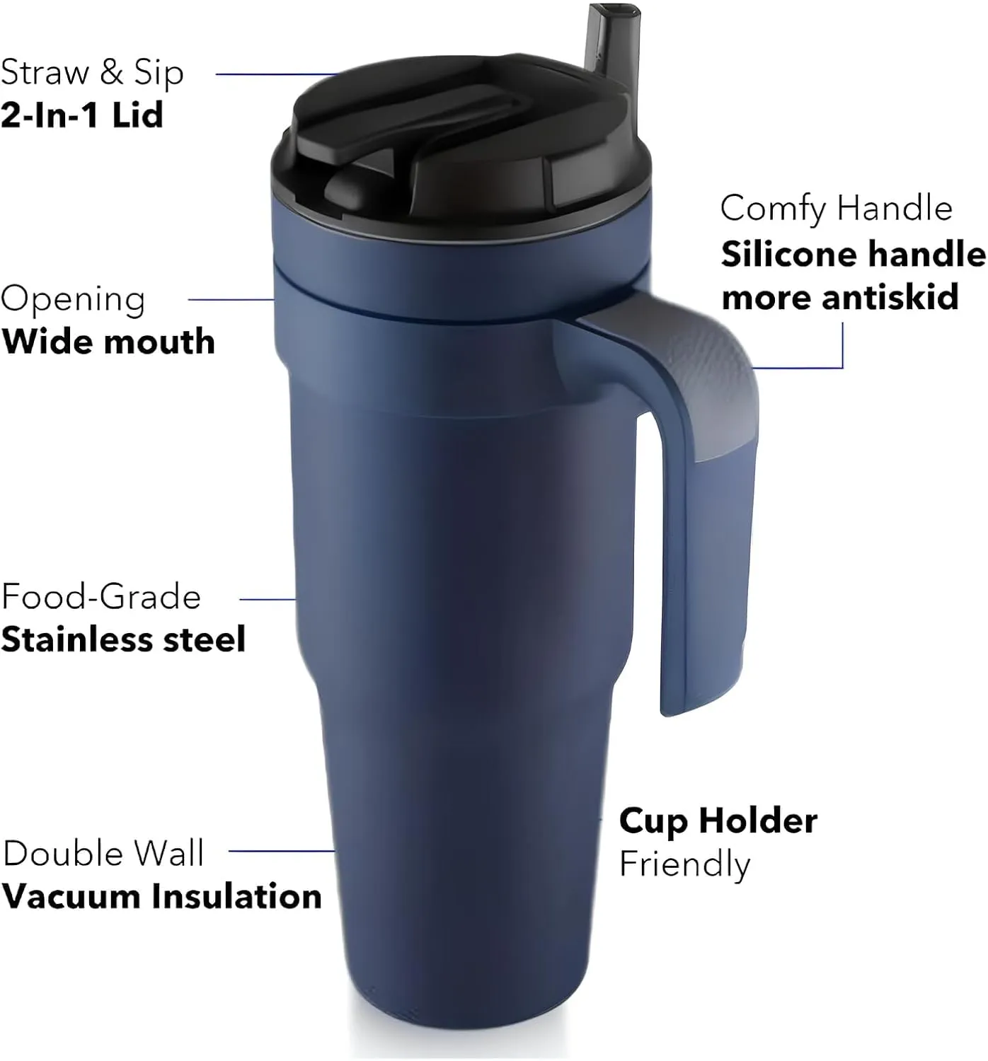 Cafeteria Coffee Mug with Handle for Hot and Cold Drinks, Travel Mug (auter space blue), 40 OZ, FC094