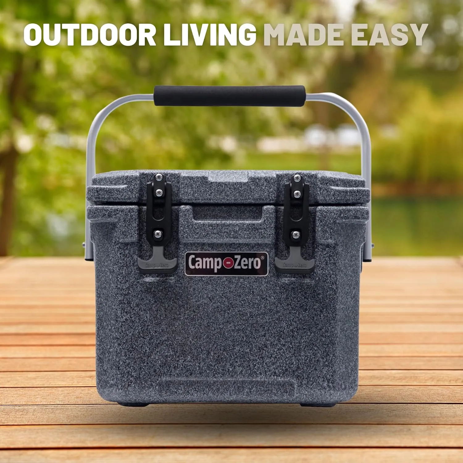 CAMP-ZERO 10L-10.6 Quart Portable Hard Cooler Ice Chest, Perfect for Drinks, Lunch, Beach, Picnics, Boating, Camping and Travel with 2 Molded-in Cup Holders and Folding Aluminum Handle