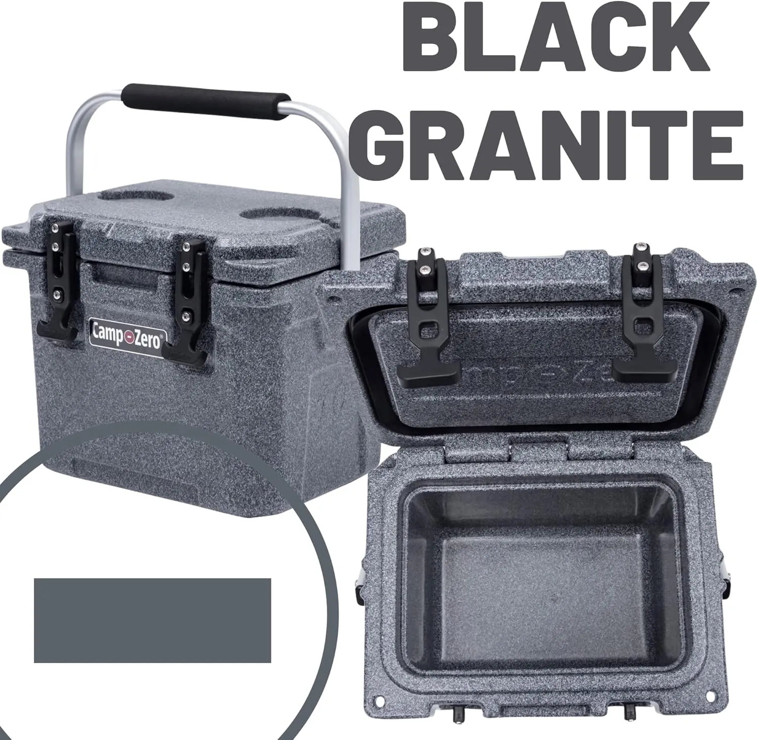 CAMP-ZERO 10L-10.6 Quart Portable Hard Cooler Ice Chest, Perfect for Drinks, Lunch, Beach, Picnics, Boating, Camping and Travel with 2 Molded-in Cup Holders and Folding Aluminum Handle