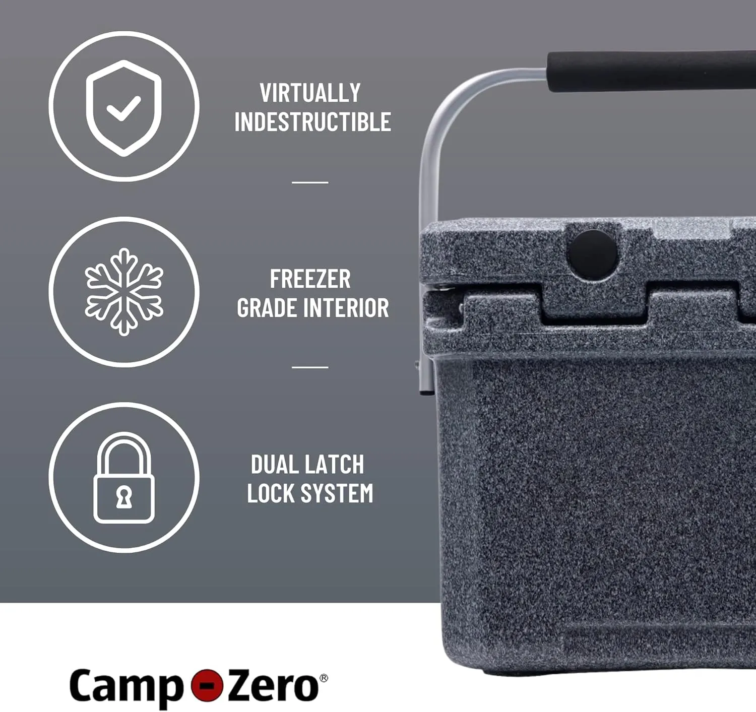 CAMP-ZERO 10L-10.6 Quart Portable Hard Cooler Ice Chest, Perfect for Drinks, Lunch, Beach, Picnics, Boating, Camping and Travel with 2 Molded-in Cup Holders and Folding Aluminum Handle