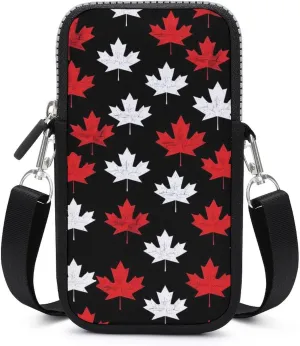 Canada Flag Maple Crossbody Phone Bag Mini Shoulder Bag Cute Cell Phone Purse for Men Women