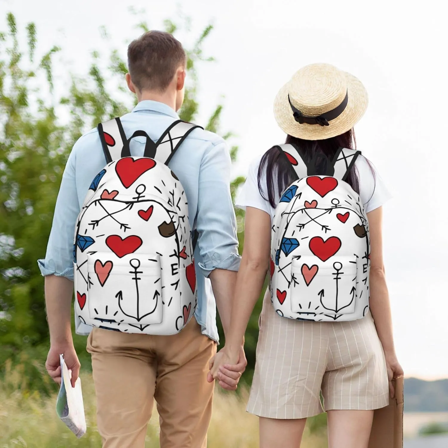 Canvas Casual Backpack Laptop Bag Suitable for Travel Office Outdoor Sports Men and Women Chaotic pattern