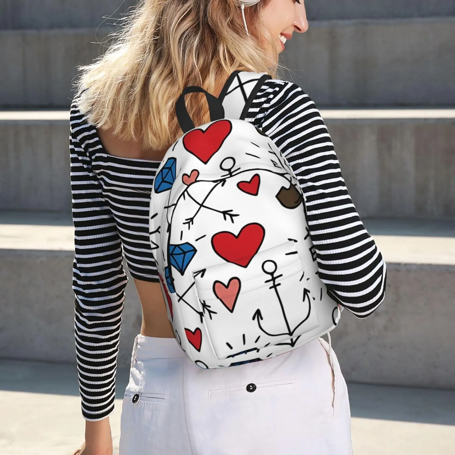 Canvas Casual Backpack Laptop Bag Suitable for Travel Office Outdoor Sports Men and Women Chaotic pattern