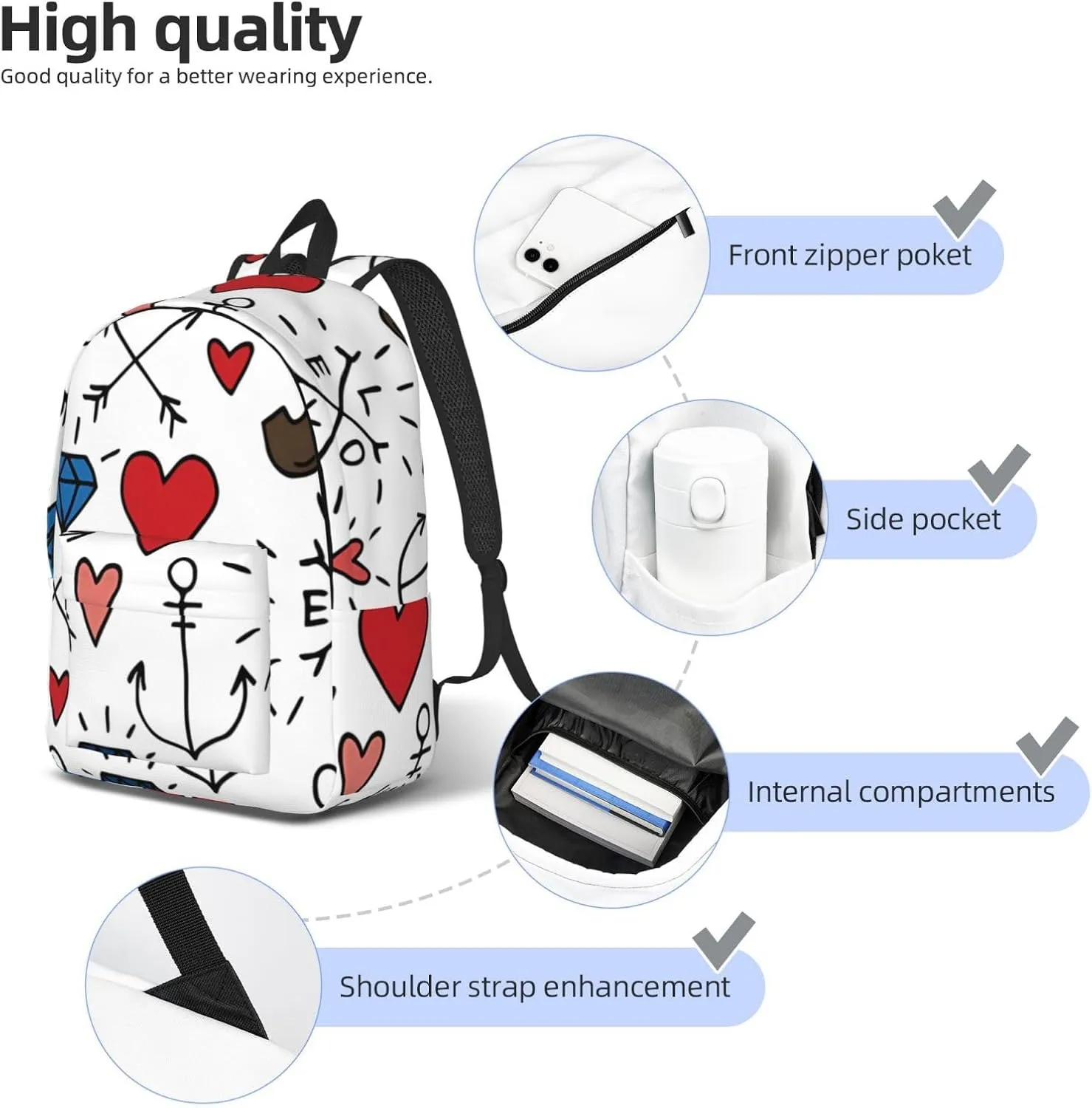 Canvas Casual Backpack Laptop Bag Suitable for Travel Office Outdoor Sports Men and Women Chaotic pattern