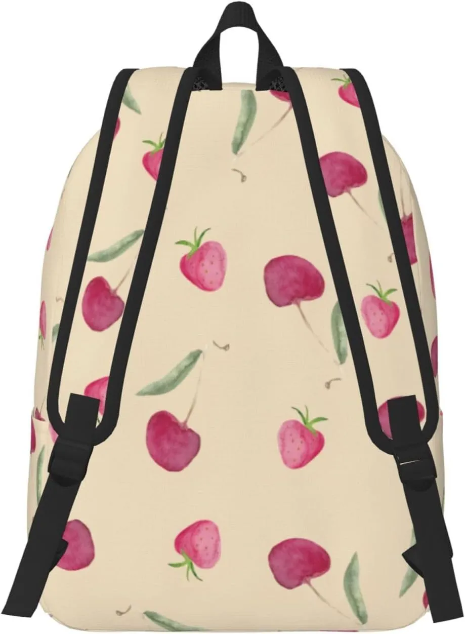 Canvas Casual Backpack Laptop Bag Suitable for Travel Office Outdoor Sports Men and Women Cherry