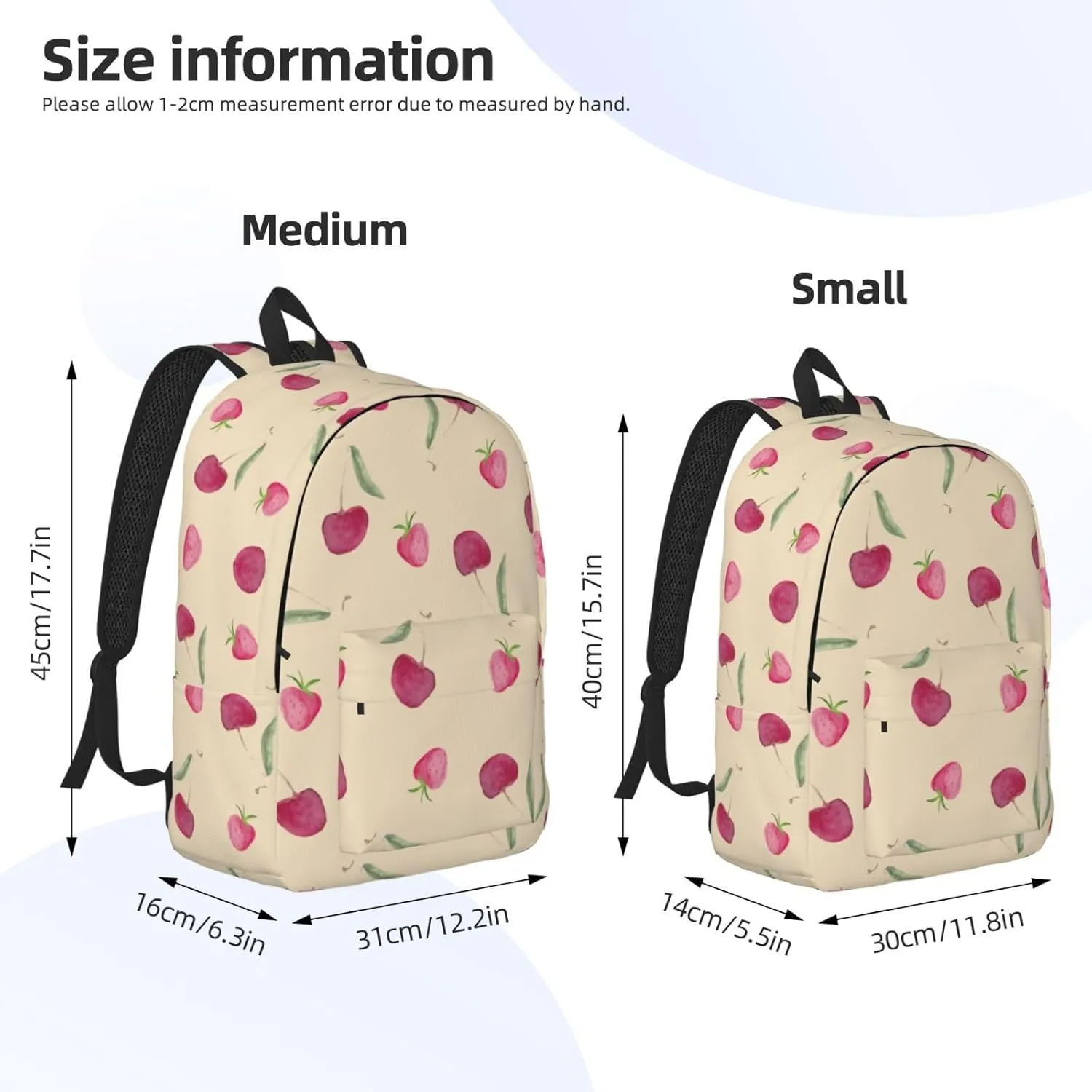 Canvas Casual Backpack Laptop Bag Suitable for Travel Office Outdoor Sports Men and Women Cherry