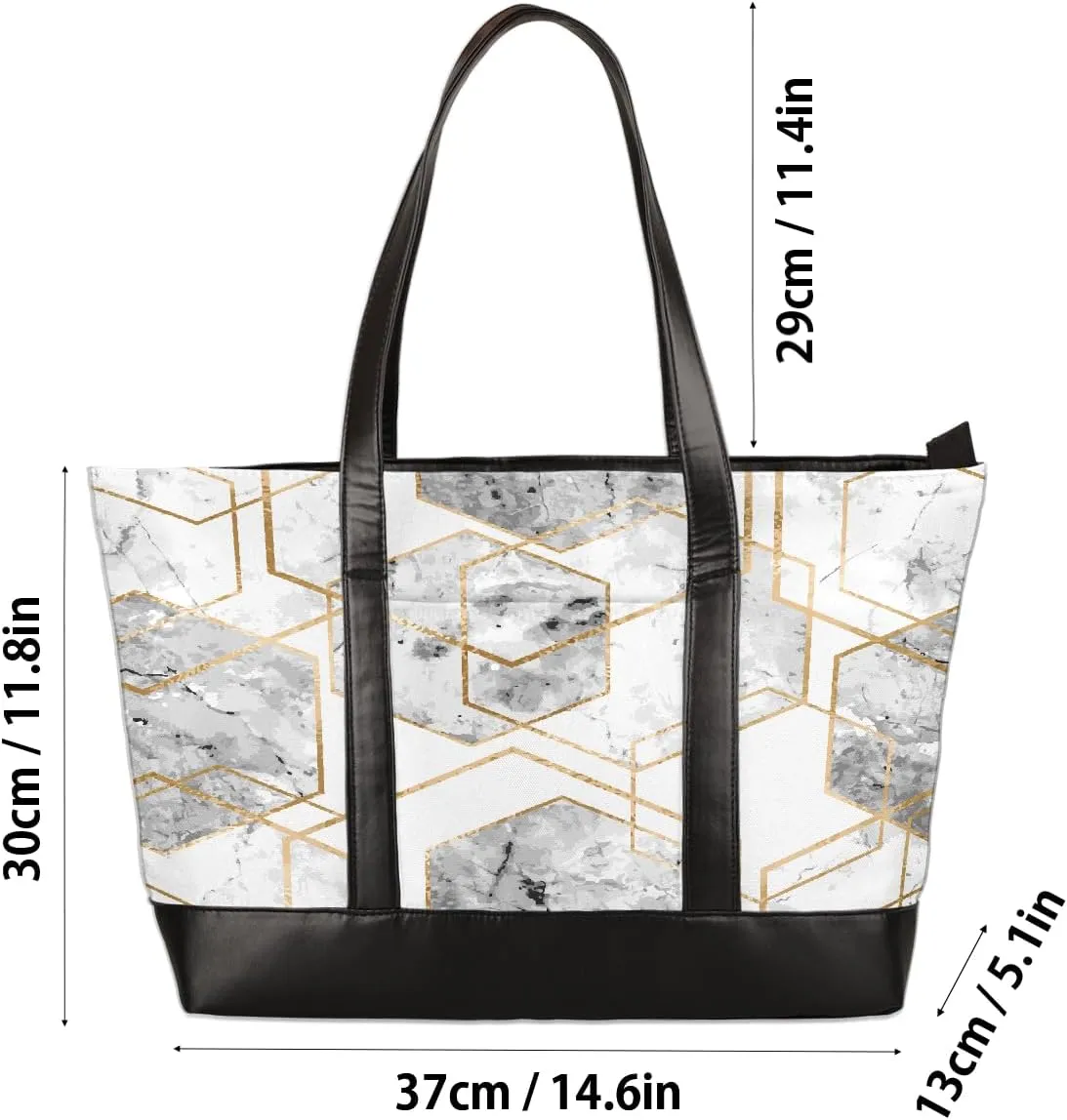 Canvas Laptop Tote Bag for Women Cherry Blossom Pink Blue 15.6 Inch Large Capacity Computer Bag
