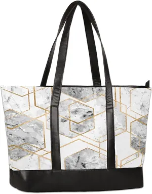 Canvas Laptop Tote Bag for Women Cherry Blossom Pink Blue 15.6 Inch Large Capacity Computer Bag