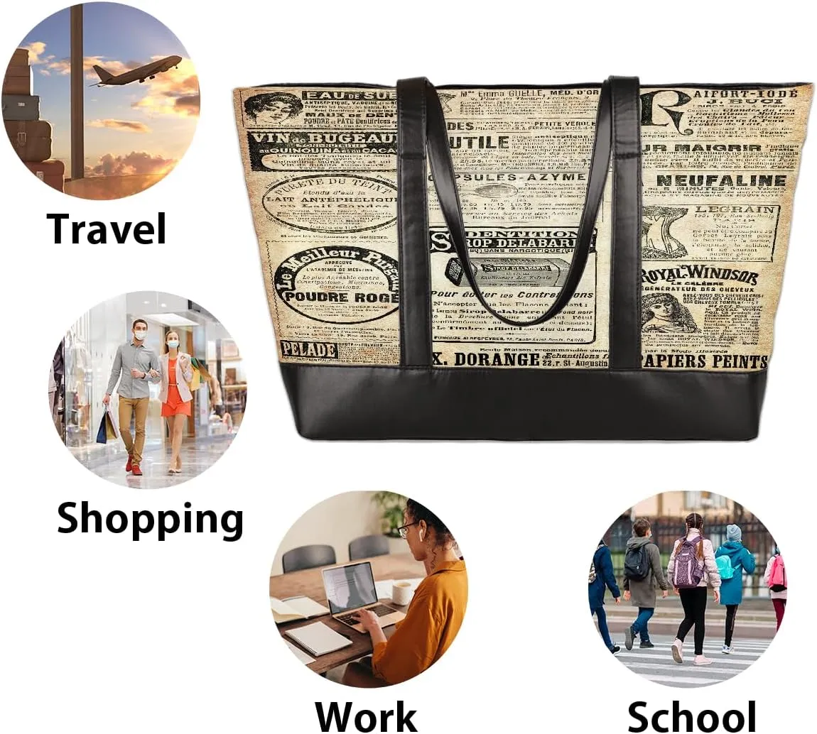 Canvas Laptop Tote Bag for Women Flower Sunflowers Flag 15.6 Inch Large Capacity Computer Bag