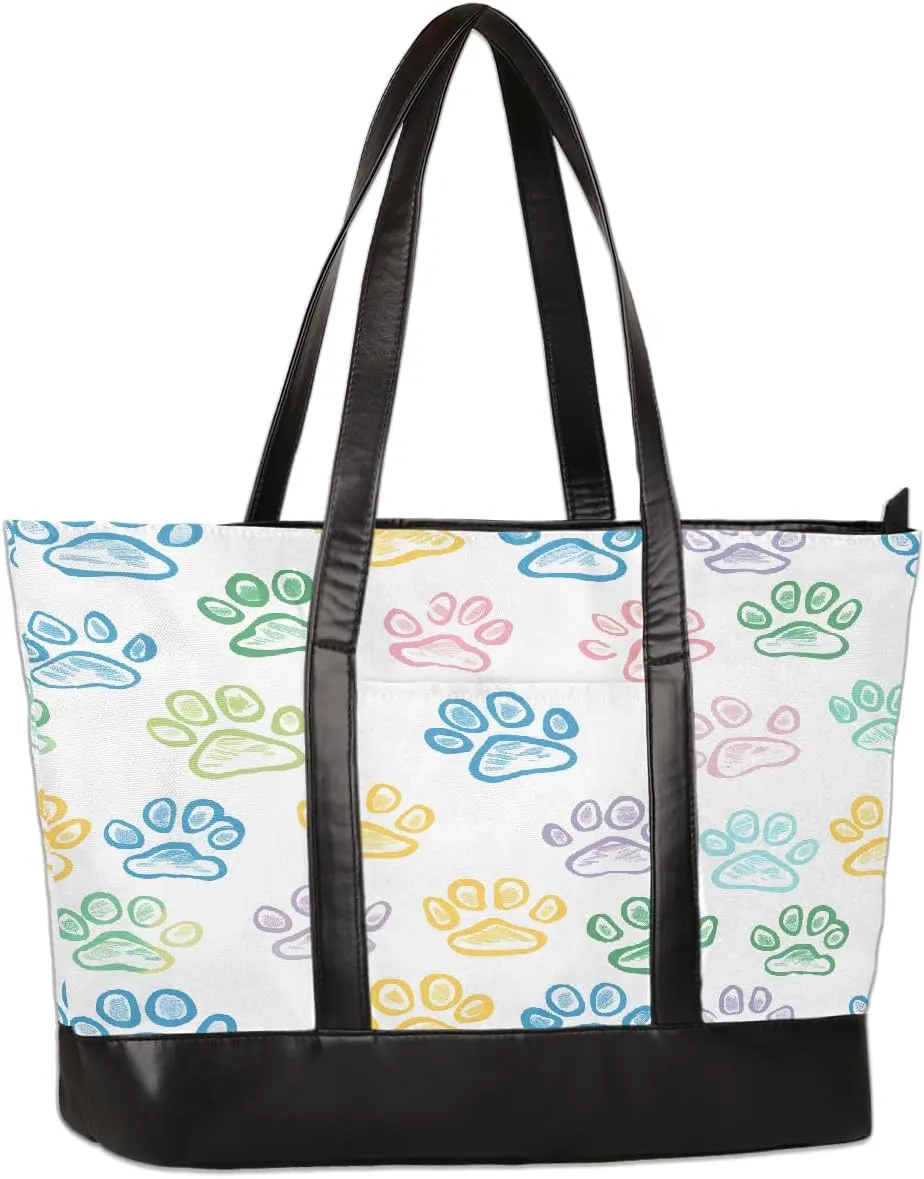 Canvas Laptop Tote Bag for Women Wood Blue Seaside 15.6 Inch Large Capacity Computer Bag