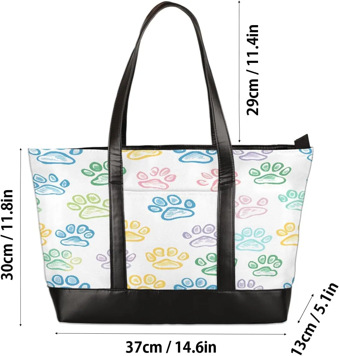 Canvas Laptop Tote Bag for Women Wood Blue Seaside 15.6 Inch Large Capacity Computer Bag