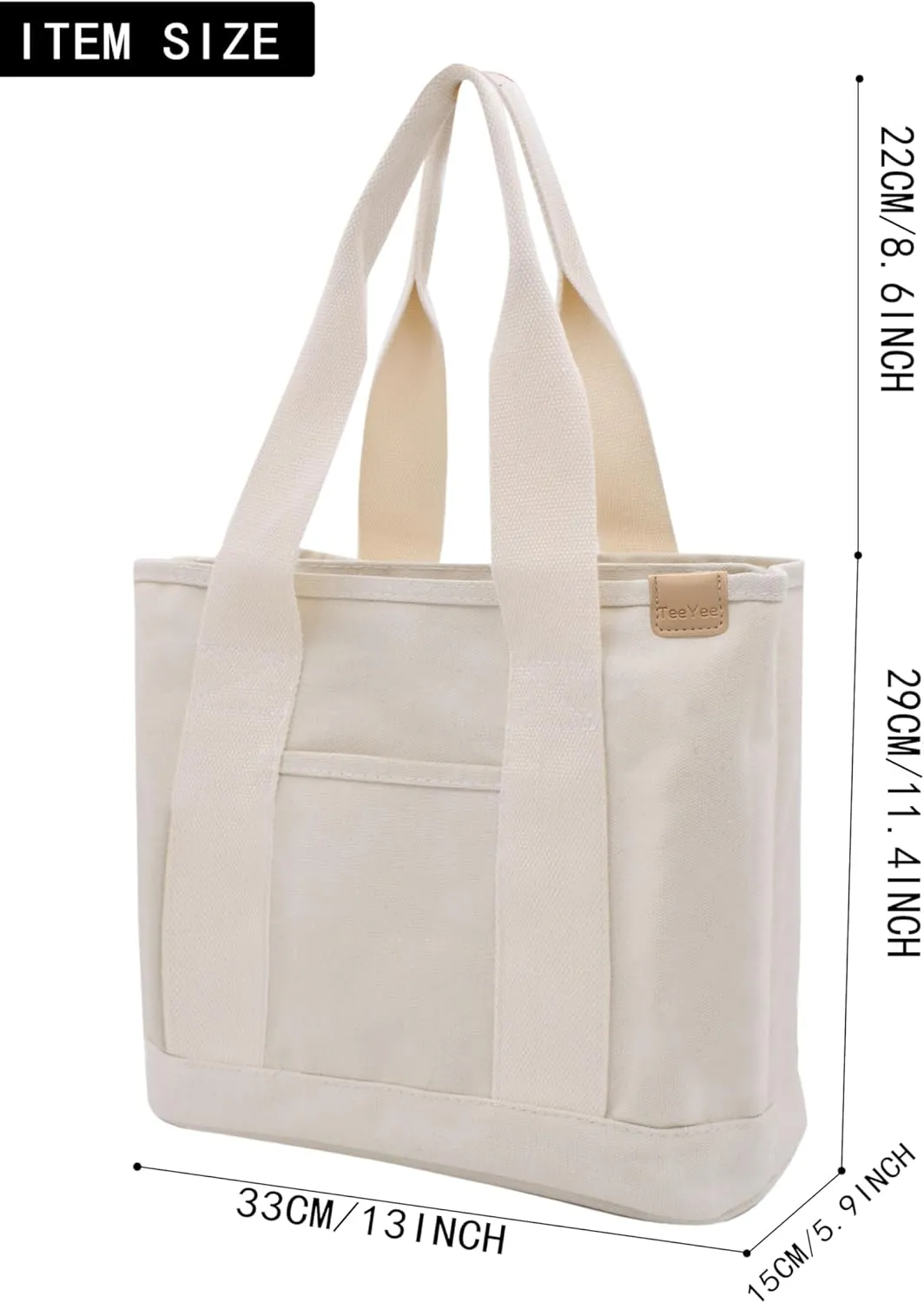 Canvas Tote Bag Casual Multi pockets Handbags Large Capacity Shopping Shoulder Bag with Pocket Bags Work Purses