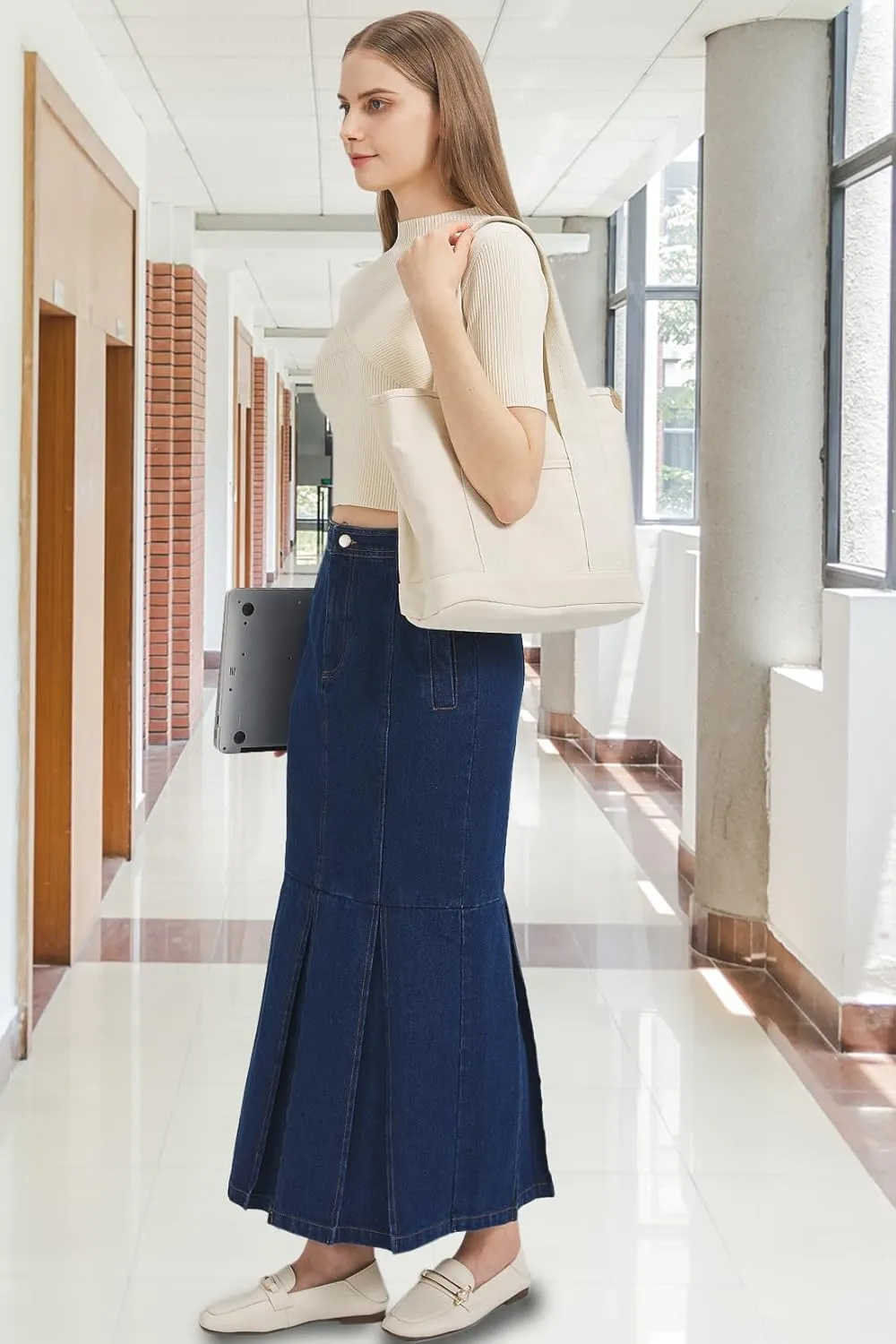 Canvas Tote Bag Casual Multi pockets Handbags Large Capacity Shopping Shoulder Bag with Pocket Bags Work Purses