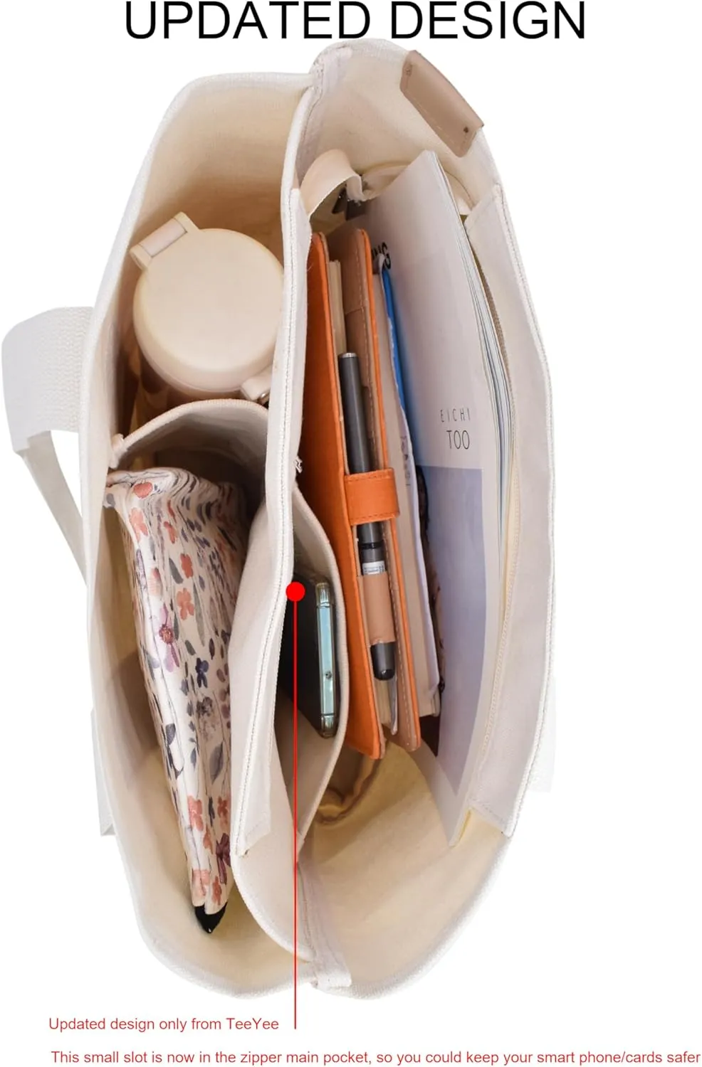 Canvas Tote Bag Casual Multi pockets Handbags Large Capacity Shopping Shoulder Bag with Pocket Bags Work Purses
