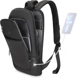 Caoroky knight Backpack Laptop Men 15.6 inch Slim Work Business Backpacks with USB Charging Port Mens Travel Bag Bookbag (Black, Medium)