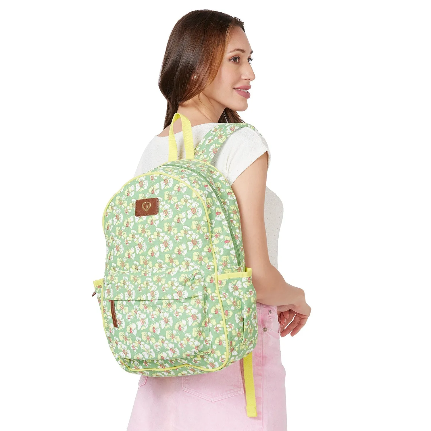 Caprese Blossom Large Light Green Laptop Backpack