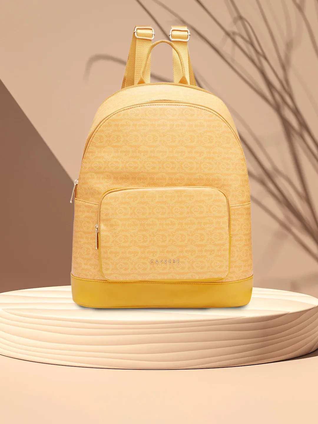 Caprese Cleo Large Yellow Laptop Backpack