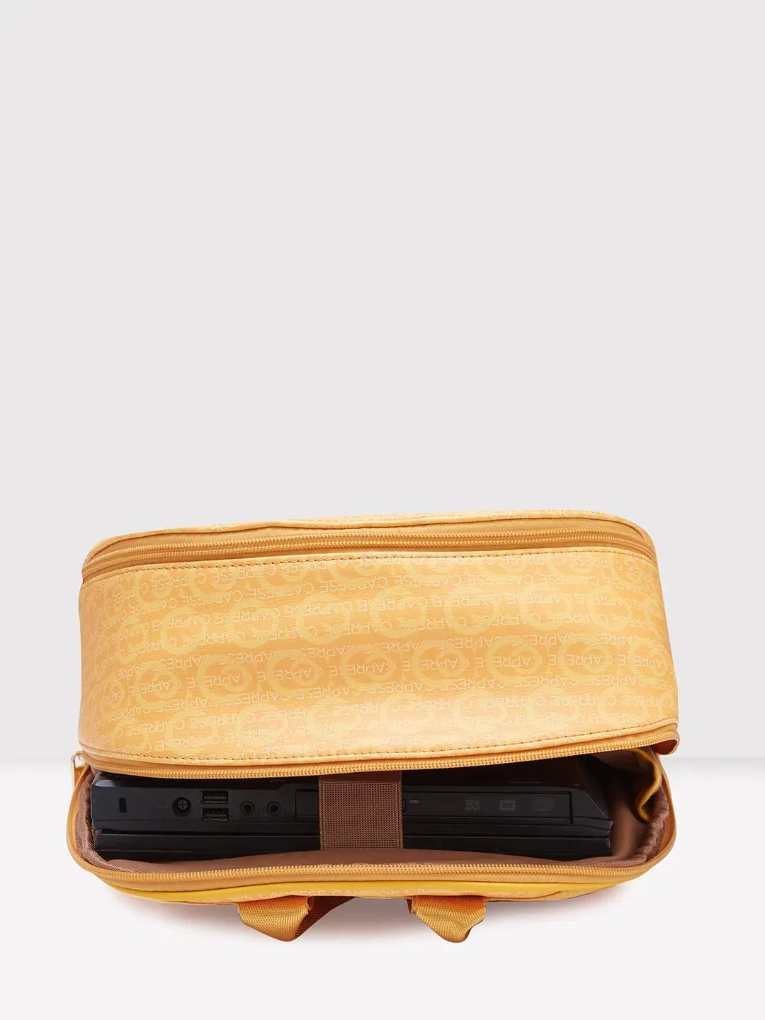 Caprese Cleo Large Yellow Laptop Backpack