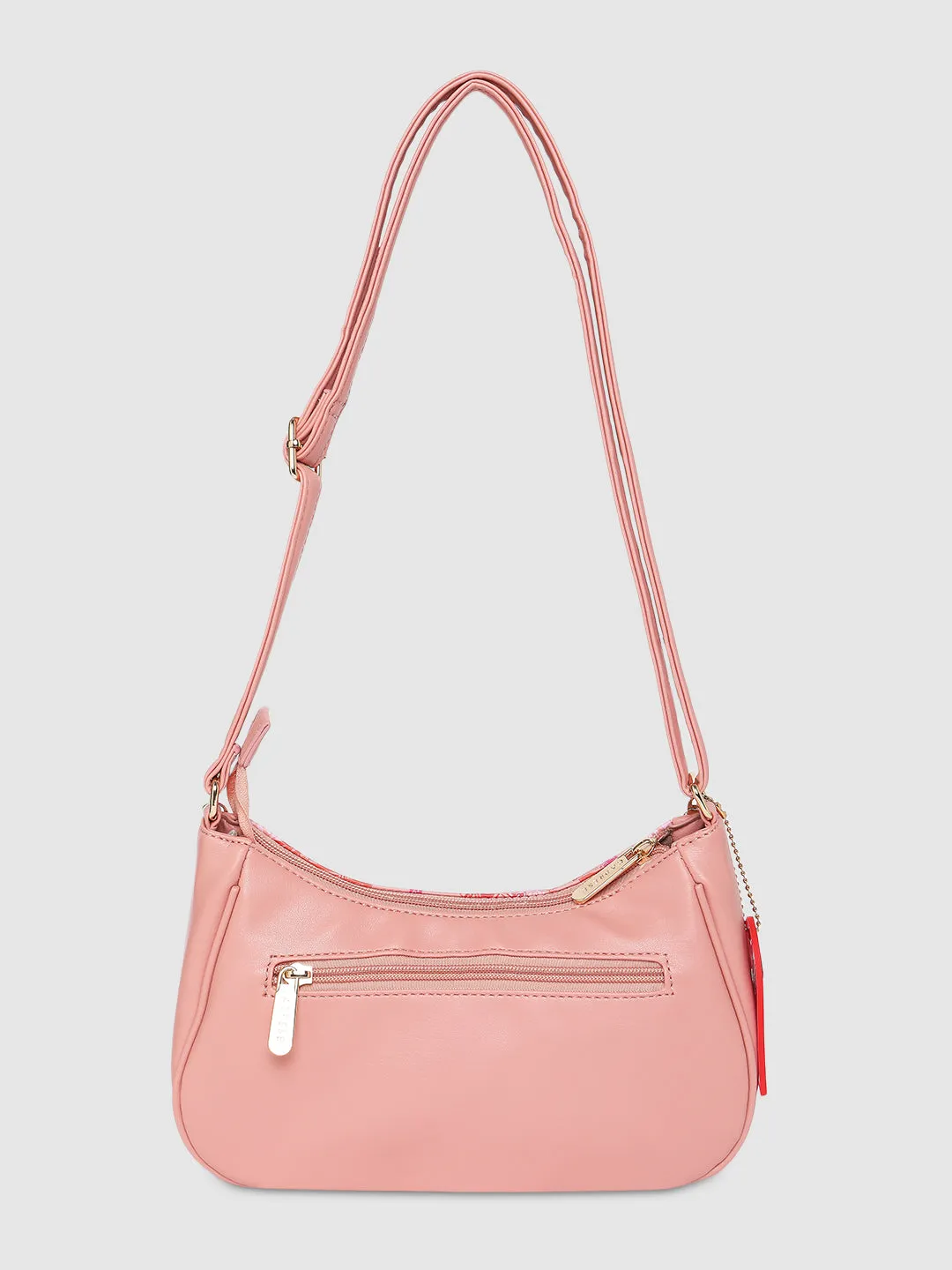 Caprese Emily In Paris Printed Medium Salmon Hobo Bag