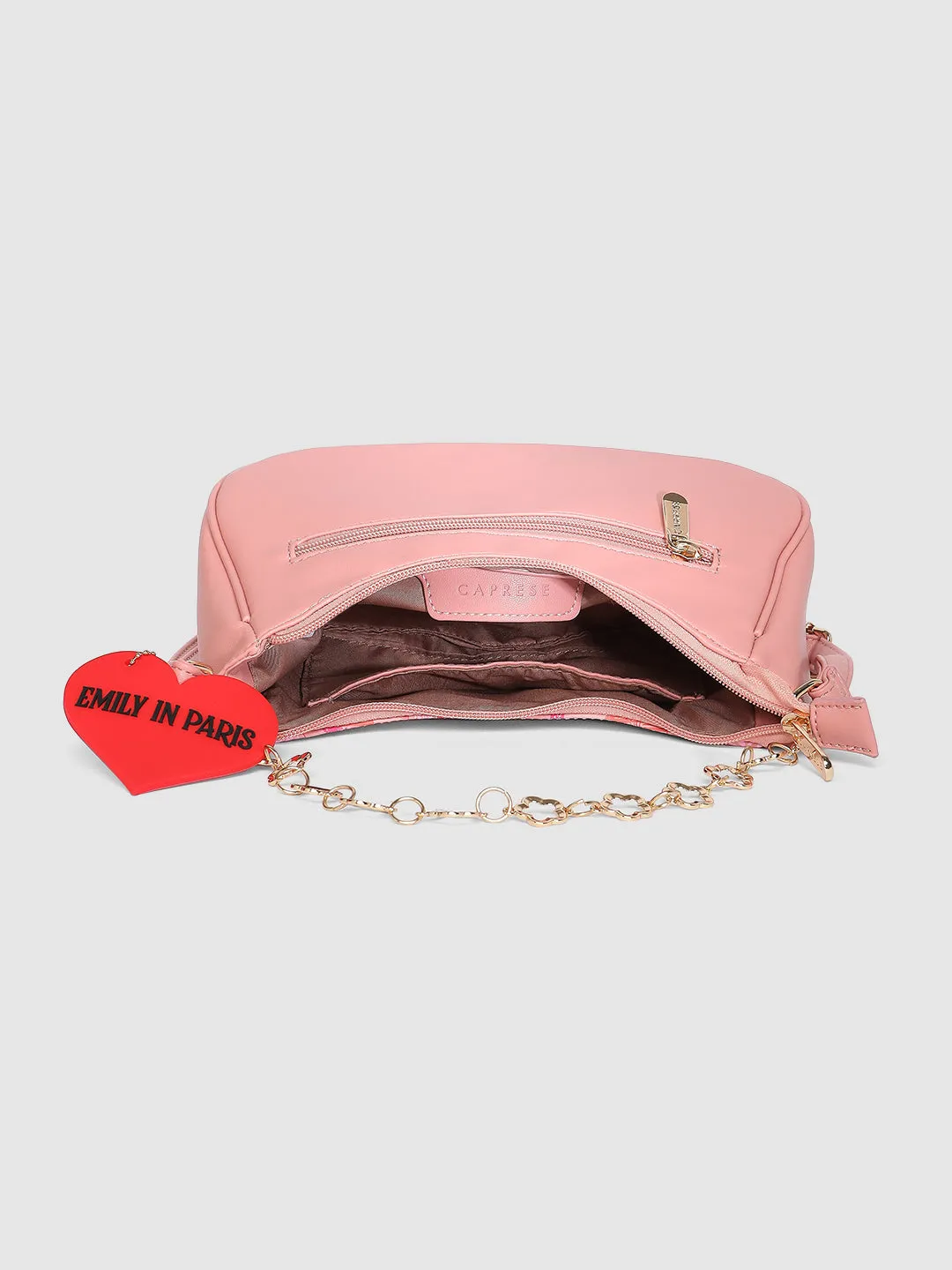 Caprese Emily In Paris Printed Medium Salmon Hobo Bag