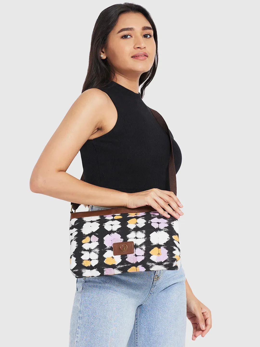 Caprese Enora Large Black Sling Bag