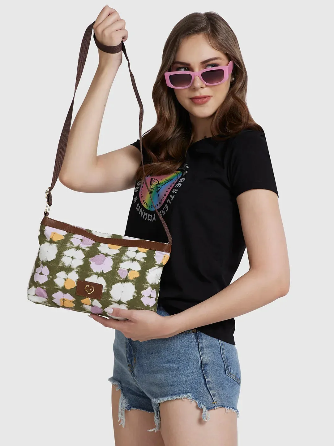 Caprese Enora Large Black Sling Bag