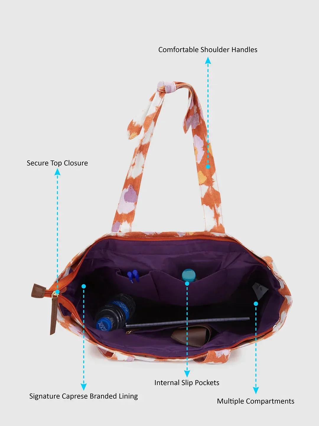 Caprese Enora Large Rust Tote Bag