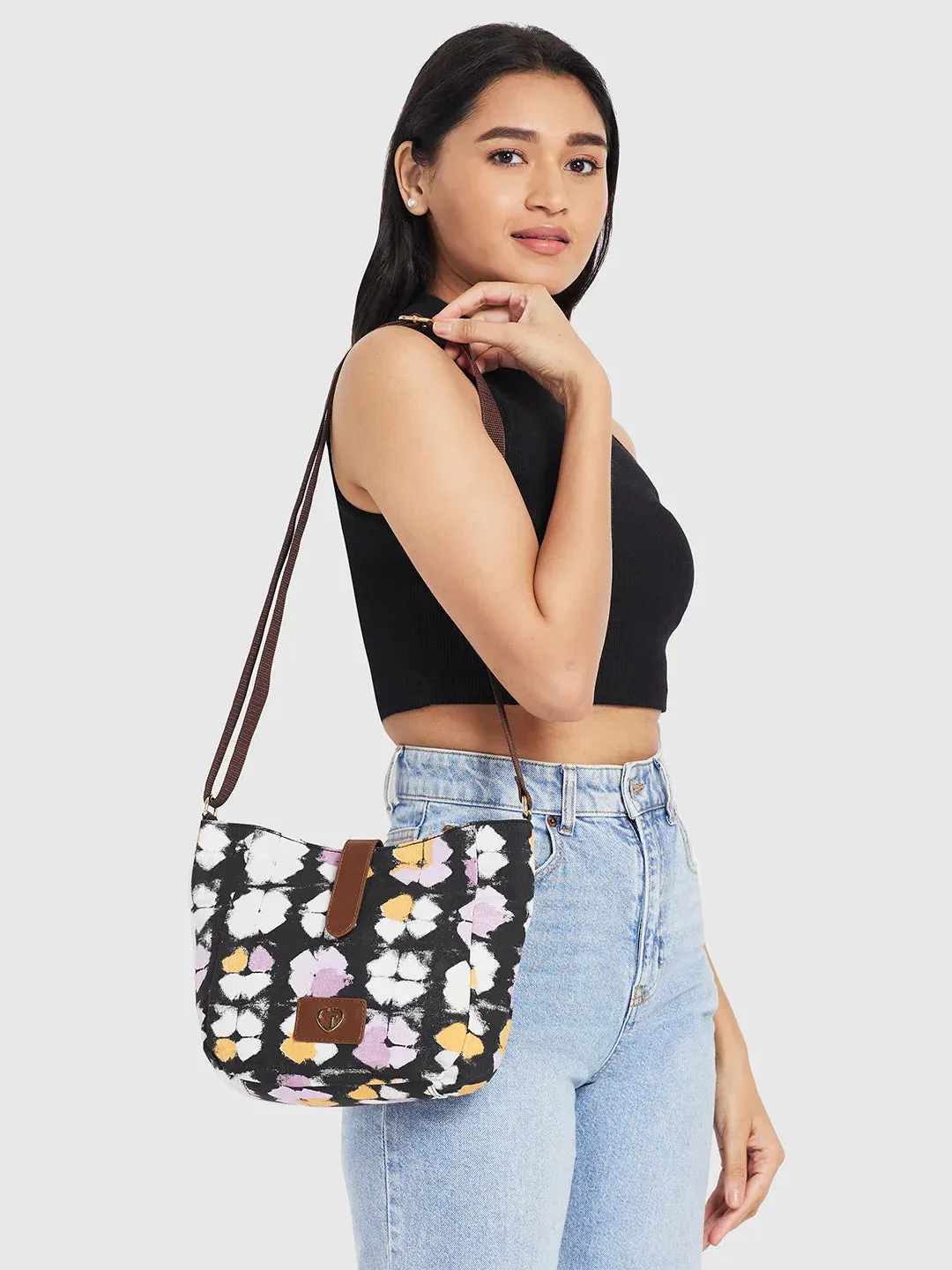 Caprese Enora Medium Black Crossbody Bag