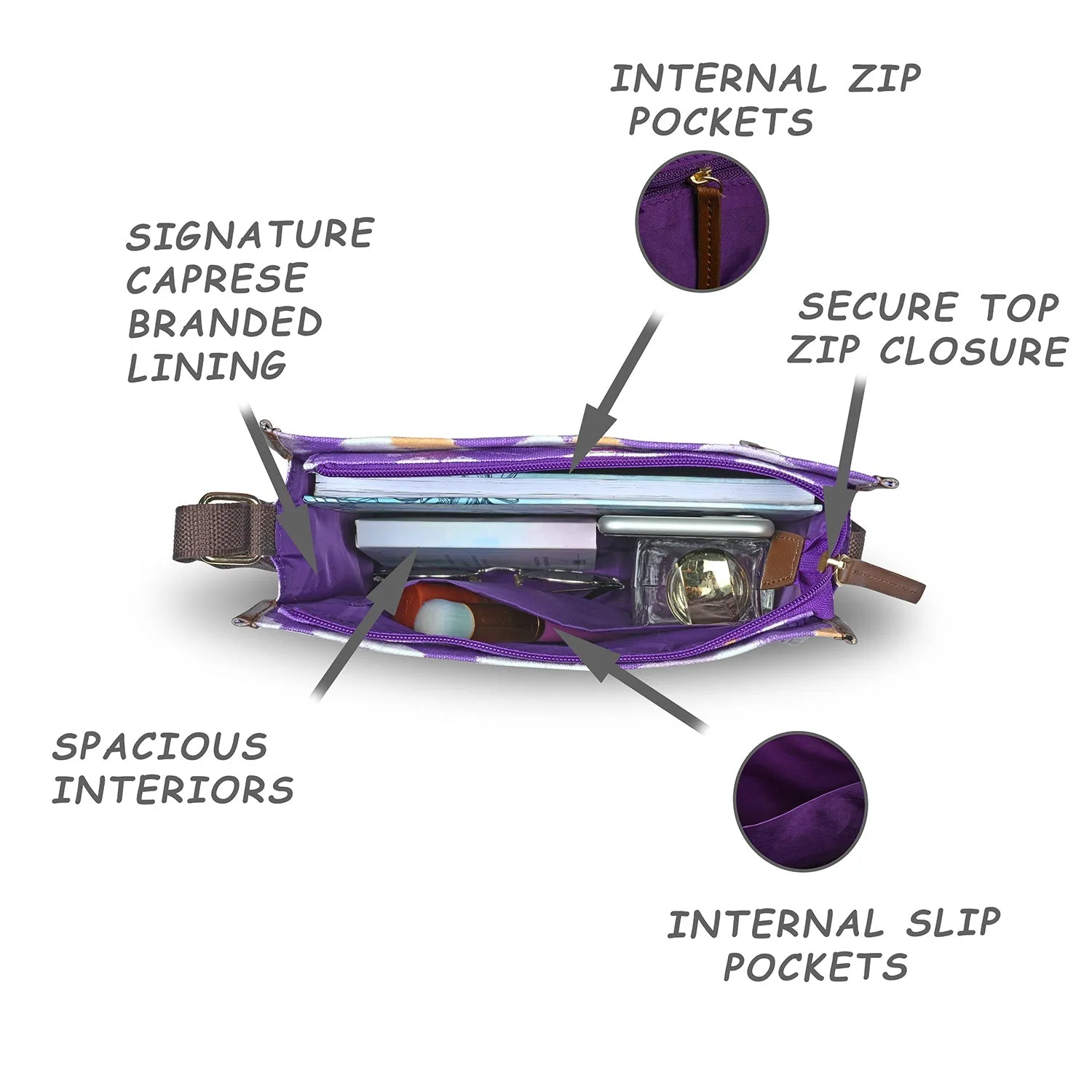 Caprese Enora Medium Purple Sling Bag