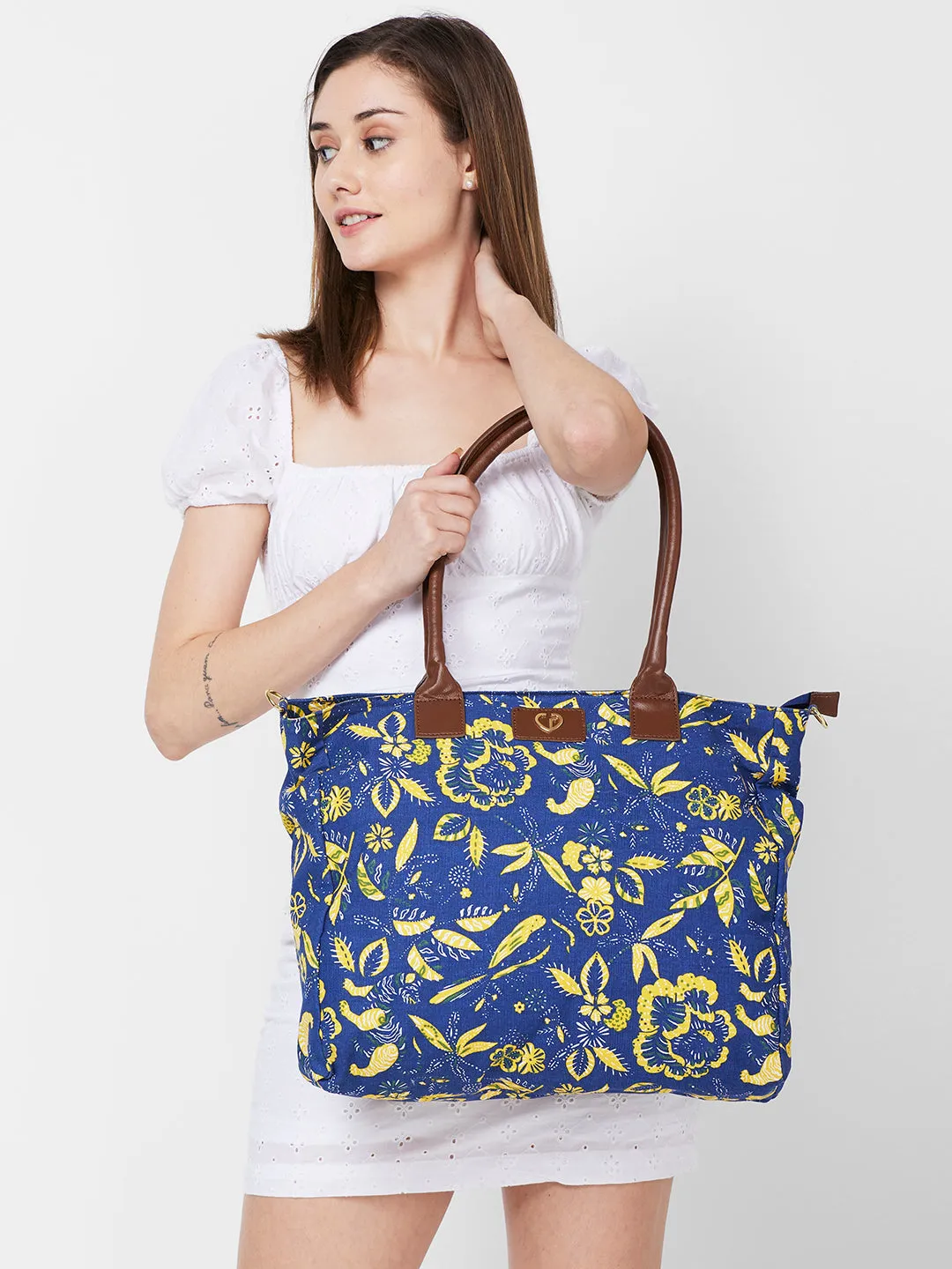 Caprese Hazel Large Blue Tote Bag