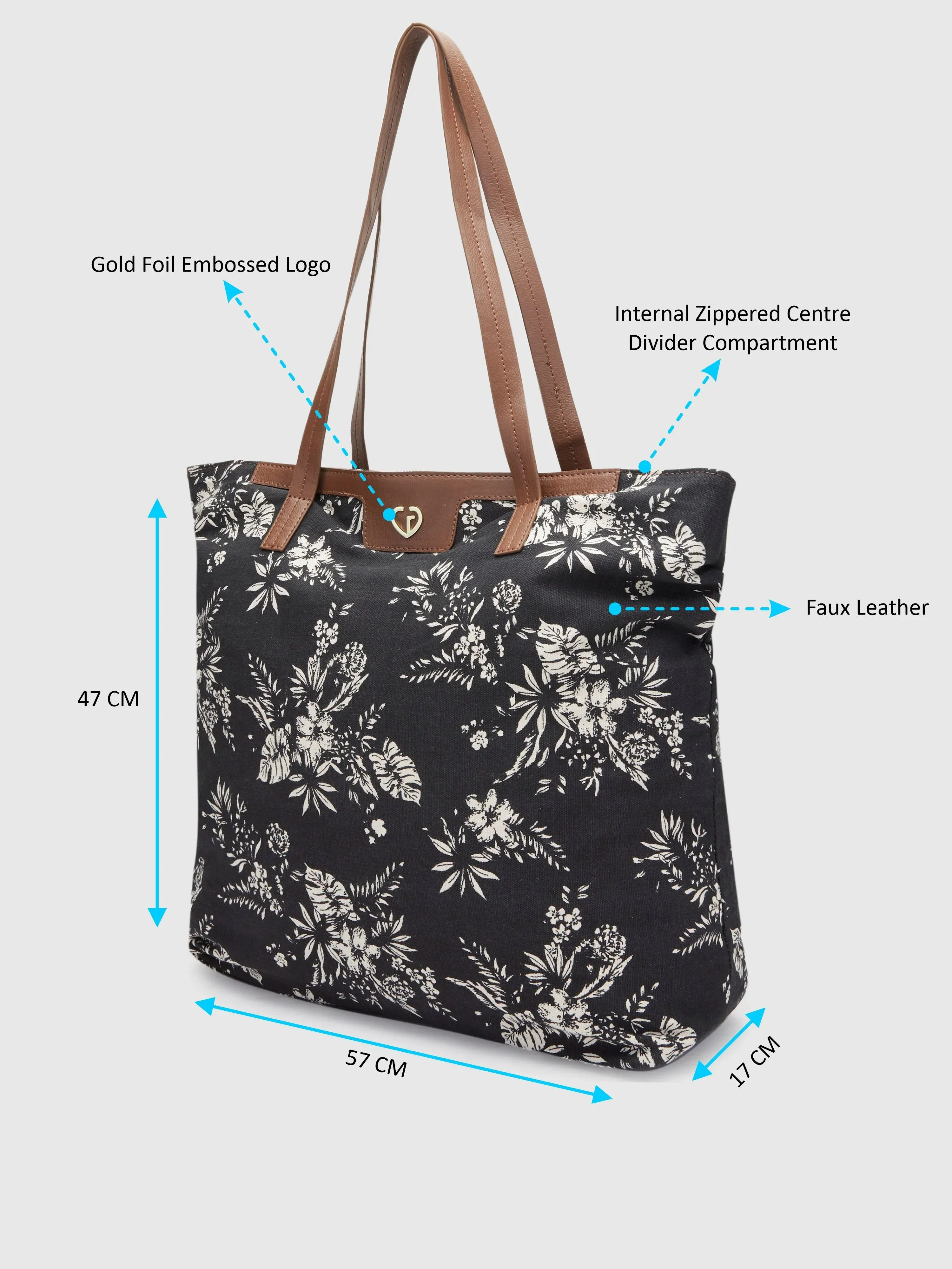 Caprese Kendall Large Black Tote Laptop Bag