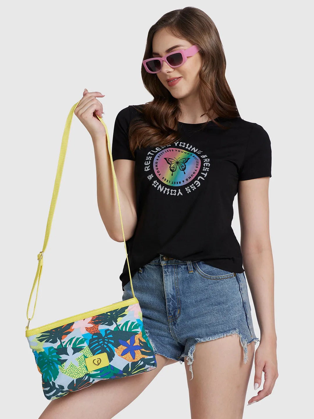 Caprese Octavia Large Blue Grey Sling Bag