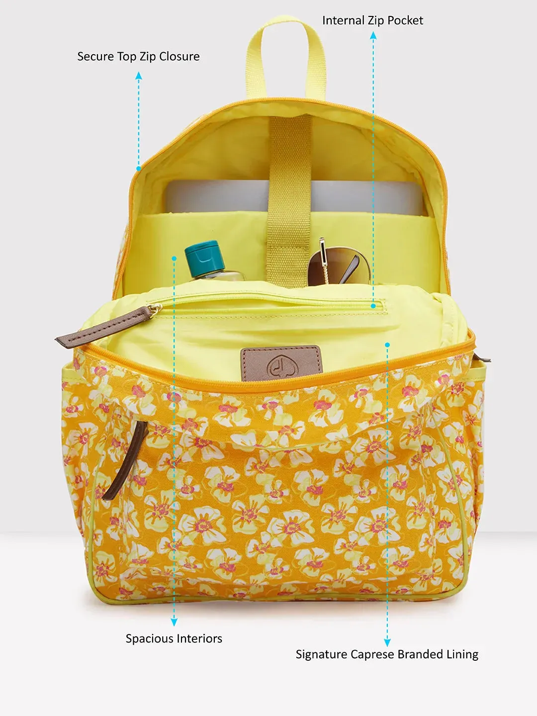 Caprese Shay Large Amber Yellow Laptop Backpack