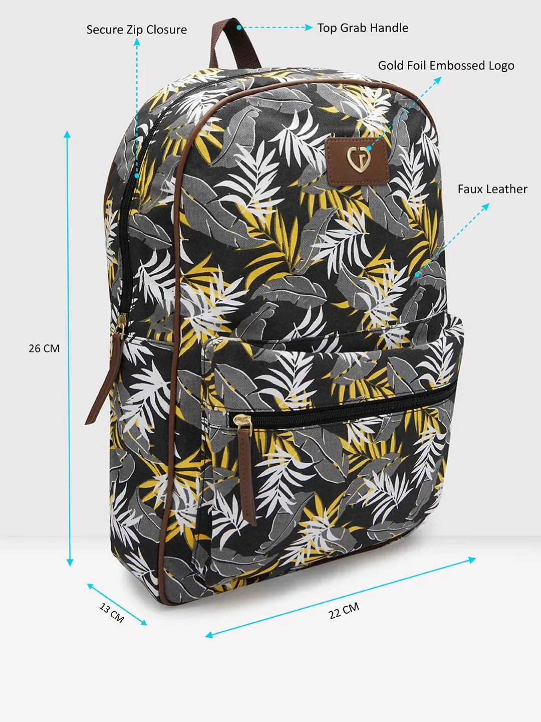 Caprese Shay Large Black Laptop Backpack