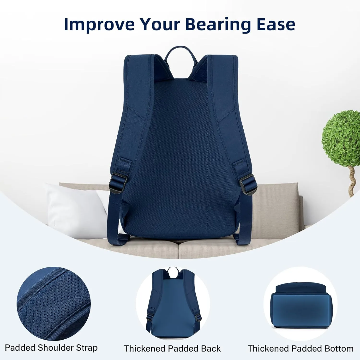Carry On Travel Backpack For Men Women, 13 Inch Small Mini Work Bag Personal Item Backpacks, Camping Back Pack Lightweight Hiking Daypack For Office Nurse Commuter (Navy Blue)