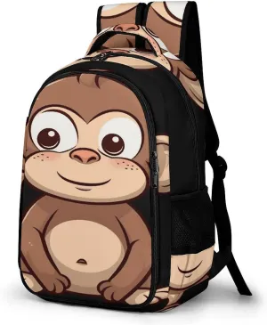 Cartoon Brown Monkey Travel Backpack Adjustable Computer Bag Casual Travel Daypack Satchel Backpack Unisex