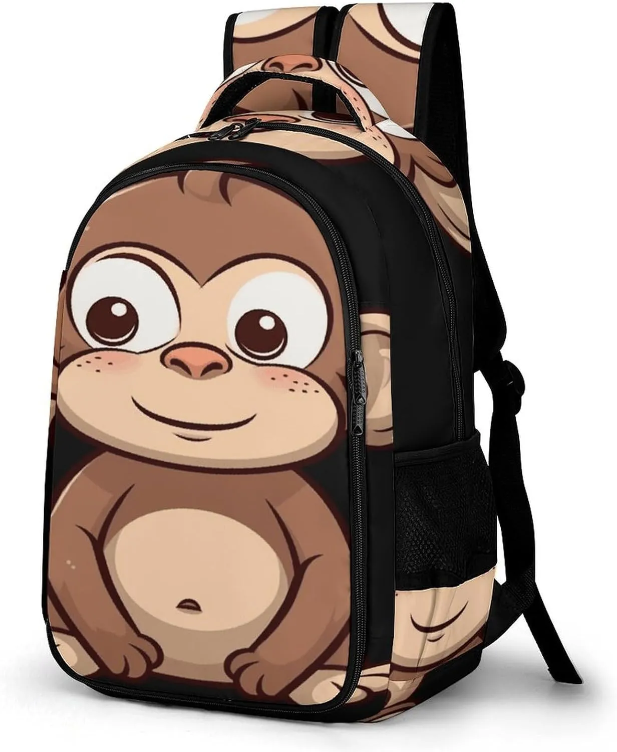 Cartoon Brown Monkey Travel Backpack Adjustable Computer Bag Casual Travel Daypack Satchel Backpack Unisex