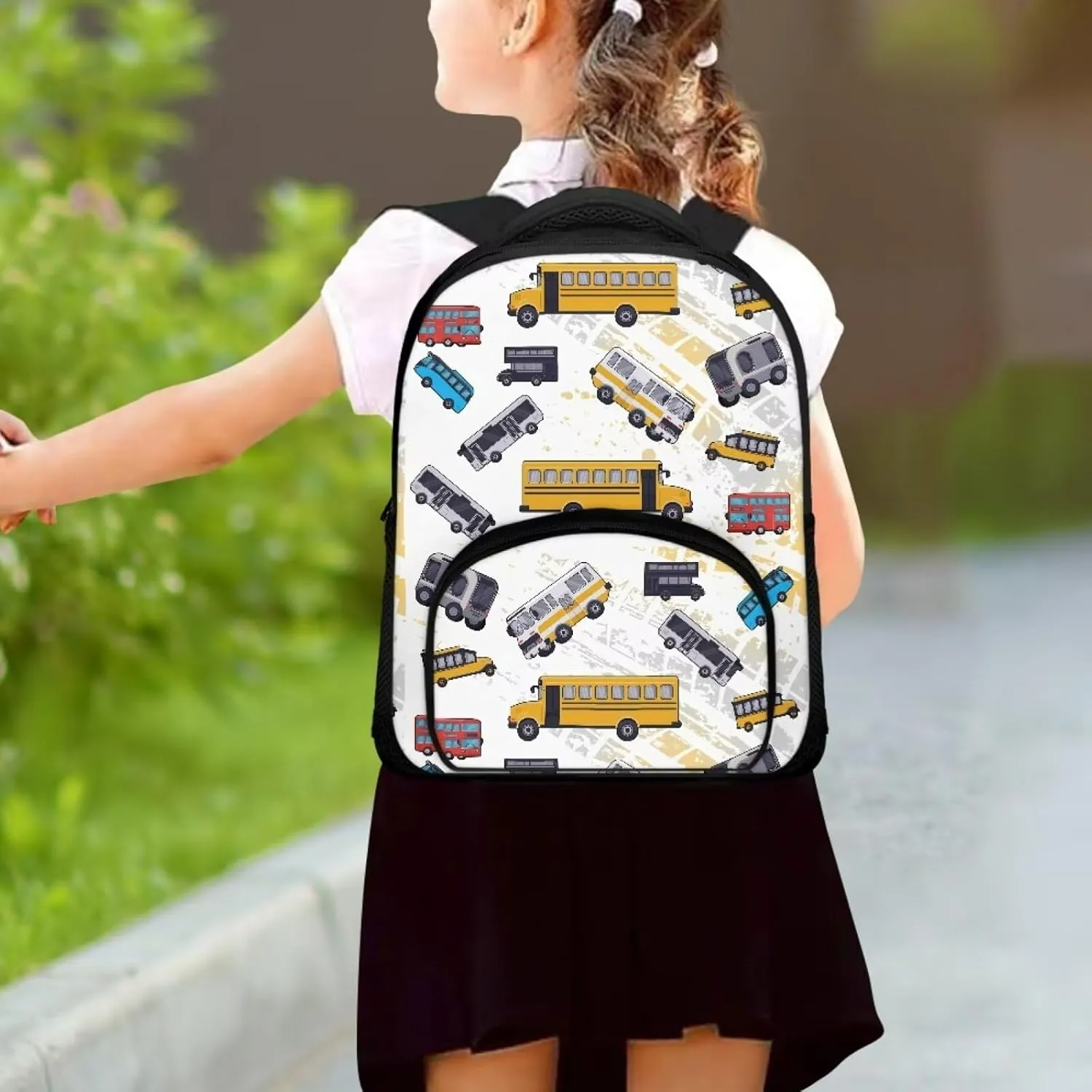 Cartoon Bus Kids Backpacks School Bag Casual Travel Daypack 12 inch Lightweight Children Backpack Bookbags for Teens Girls Back to School