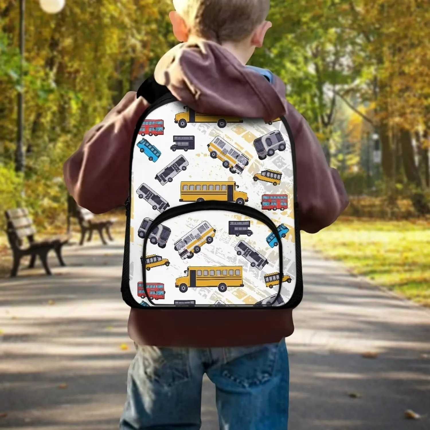 Cartoon Bus Kids Backpacks School Bag Casual Travel Daypack 12 inch Lightweight Children Backpack Bookbags for Teens Girls Back to School