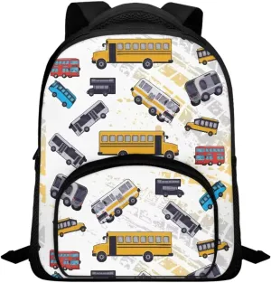 Cartoon Bus Kids Backpacks School Bag Casual Travel Daypack 12 inch Lightweight Children Backpack Bookbags for Teens Girls Back to School