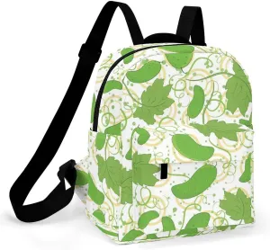 Cartoon Cucumber Pattern Backpacks Laptop Mini Backpacks for Women Travel Shoulder Bag Bookbag Rucksack Daypack 10 Inch