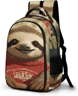 Cartoon Sloth Travel Backpack Adjustable Computer Bag Casual Travel Daypack Satchel Backpack Unisex