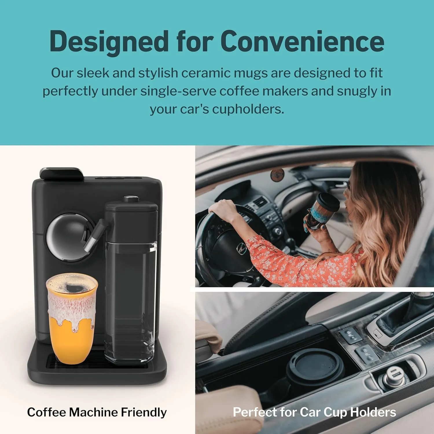 Ceramic Tumbler– Ceramic Travel Mug With Lid – Microwave & Dishwasher Safe Coffee White & Orange Tumbler - Gifts For Women Men Him Her – 16oz – Grapefruit