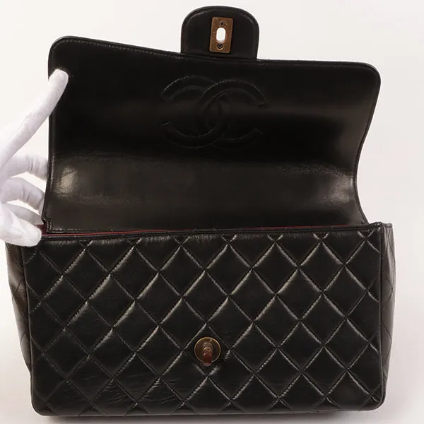 CHANEL Around 1995 Made Tortoiseshell Classic Flap Chain Bag 25Cm Black